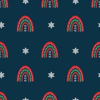 Seamless christmas pattern. Background with rainbow, snowflakes. Perfect for wrapping paper, greeting cards, textile vector