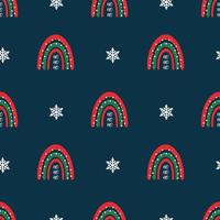 Seamless christmas pattern. Background with rainbow, snowflakes. Perfect for wrapping paper, greeting cards, textile vector