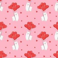 Seamless pattern with alpaca on balloons, hearts. Background for wrapping paper, textile, posters, cards. Happy Valentine's day. vector