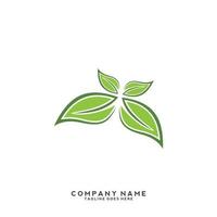 logotipo de hojas verdes. planta naturaleza eco jardín icono estilizado vector botánico.