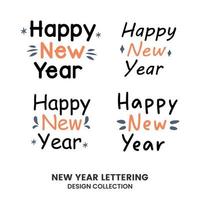 Happy new year typography signs. Vector Lettering Compositions collection