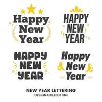 signos de tipografía de feliz año nuevo. colección de composiciones de letras vectoriales vector