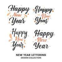 Happy new year typography signs. Vector Lettering Compositions collection