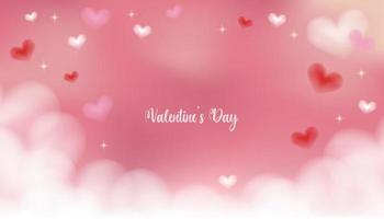 Illustration of valentines day background with clouds and hearts vector