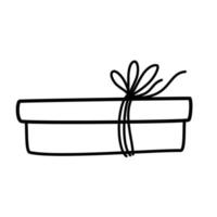 Gift Bow. Birthday element. Line art symbol for web printing and applications. Vector illustration in doodle style hand-drawn isolated on the white background.