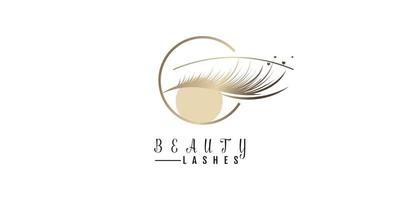 Beauty lashes logo with gold gradient for beauty business premium vector