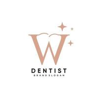 logotipo dental con plantilla de ilustración de icono de diseño de letra w vector