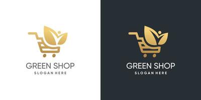 Online shop with leaf concept design vector icon illustration