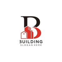 Building logo with initial b concept for business contruction vector