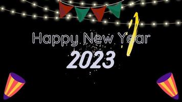Animated text that says Happy New Year 2023. Happy New Year 2023 text animation in HD resolution. Happy New Year 2023. Animation text of happy new year 2023 video