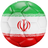 Balón de fútbol de procesamiento 3D con la bandera de la nación de Irán. png