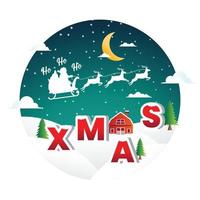 paisaje de invierno de navidad con santa claus y árbol de navidad. diseño de cartel festivo de navidad vector
