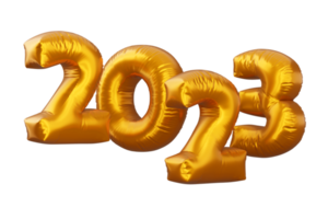 Gold 2023, happy new year two thousand twenty three, 3d rendering png