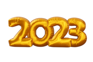 Gold 2023, happy new year two thousand twenty three, 3d rendering png