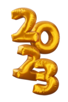 Gold 2023, happy new year two thousand twenty three, 3d rendering png