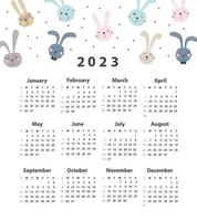 Calendar 2023 starting from Sunday. Vector