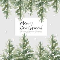 Christmas background with watercolor ornaments vector