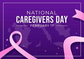 National Caregivers Day on February 17th Provide Selfless Personal Care and Physical Support in Flat Cartoon Hand Drawn Templates Illustration vector