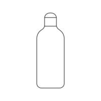 Simple outline cosmetic bottle or household cleaning supplies in minimalistic style, container for cleaning product, Shampoo, Shower Gel icon for design. Isolated on white background vector