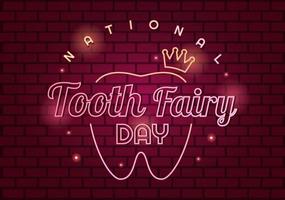 National Tooth Fairy Day with Little Girl to Help Kids for Dental Treatment Fit as a Poster in Flat Cartoon Hand Drawn Template Illustration vector
