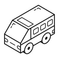 Look at outline isometric icon of van vector