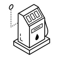 An editable isometric icon of petrol pump vector