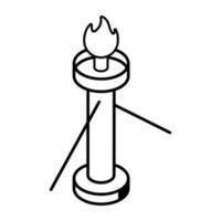 un ícono isométrico editable de la torre de bengalas vector