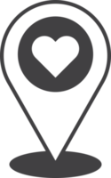 alfinetes de localização e ilustração de corações em estilo minimalista png