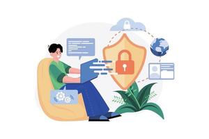 Cyber security developer Illustration concept. A flat illustration isolated on white background vector