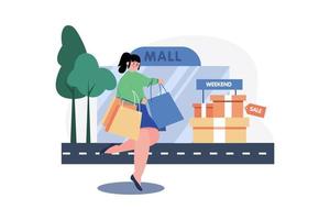 Women doing shopping on the weekend vector
