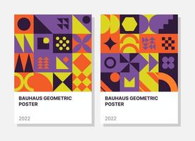 Abstract geometric posters. Bauhaus cover templates with abstract geometry. Retro architecture abstract shapes, forms, lines and abstract vector set. Magazine, journal, and album creative art cover.