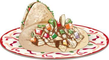 mexiko essen logo handgezeichnete und traditionelle lebensmittelgrafik png illustration mit mexikanischer flagge