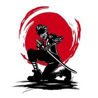 samurai el diseño del luchador japonés para camisetas y mercadería. ilustración de logotipo vectorial abstracto. vector