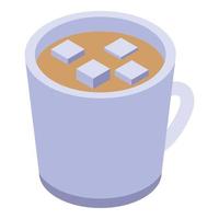 Marshmallow cocoa drink icon, isometric style vector