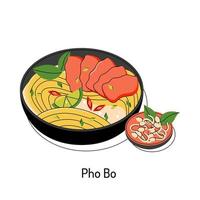 ilustración de vector brillante de comida asiática. menú vietnamita, platos asiáticos para menús y restaurantes.