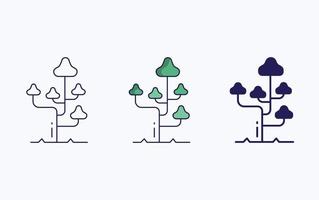 Tree icon, line and glyph vector illustration