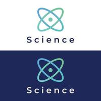 Modern science particle or molecule element logo design. Logo for science,atom,biology,technology,physics,lab. vector