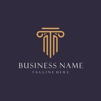 NN monogram initials design for law firm, lawyer, law office with pillar style vector