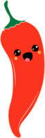 Red chili pepper with kawaii eyes. PNG in cartoon style. All elements are isolated