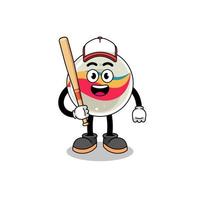 caricatura de mascota de juguete de mármol como jugador de béisbol vector