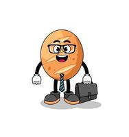 french bread mascot as a businessman vector