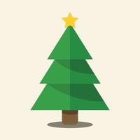 vector de árboles de Navidad de dibujos animados, pinos para tarjetas de felicitación, invitación, banner, web. árbol de símbolo tradicional de año nuevo y navidad con guirnaldas, bombilla, estrella. vacaciones de invierno. iconos