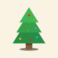 vector de árboles de Navidad de dibujos animados, pinos para tarjetas de felicitación, invitación, banner, web. árbol de símbolo tradicional de año nuevo y navidad con guirnaldas, bombilla, estrella. vacaciones de invierno. iconos