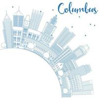 delinear el horizonte de columbus con edificios azules y espacio de copia. vector