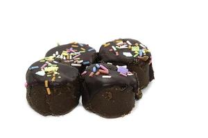 Chocolate-covered cake cakes - yummy - appetizing, decorate the pages in multiple colors on a white background. photo