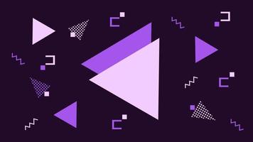 purple memphis vector with geometric shapes on dark background suitable for banner, layout, wallpaper, desktop, flyer.