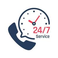 24 hour service icon.Speech bubbles. Phone support consulting customer problems. vector