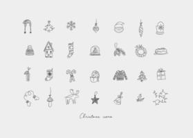 Christmas icons drawing in hand sketch style on grey background vector