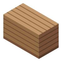 Wood box icon, isometric style vector