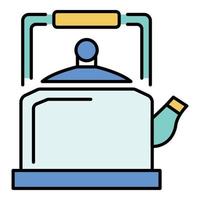Old kettle icon color outline vector